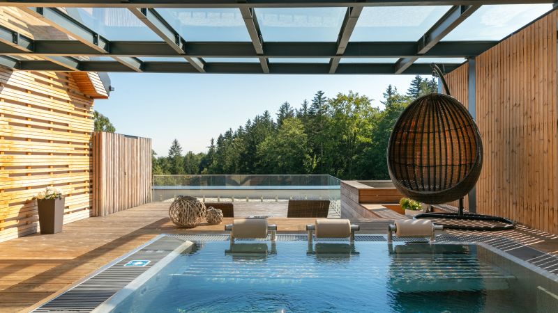 deck with outdoor pool